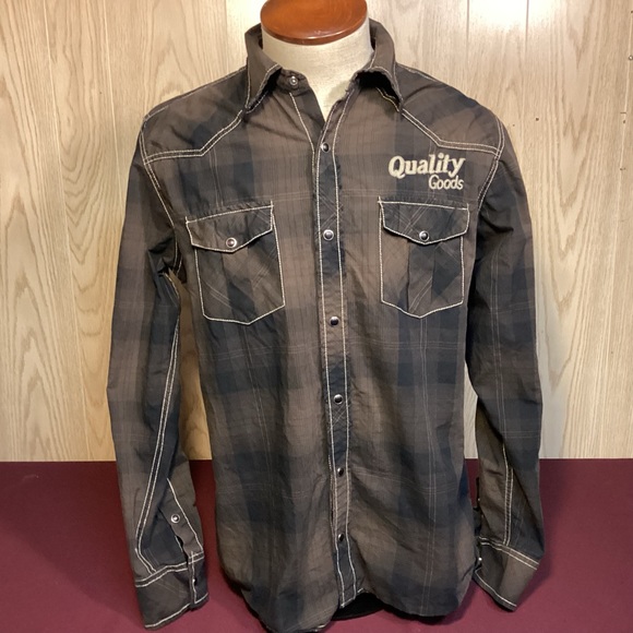 BKE Vintage 67 Mens snap button shirt Quality Goods size large - Picture 1 of 10